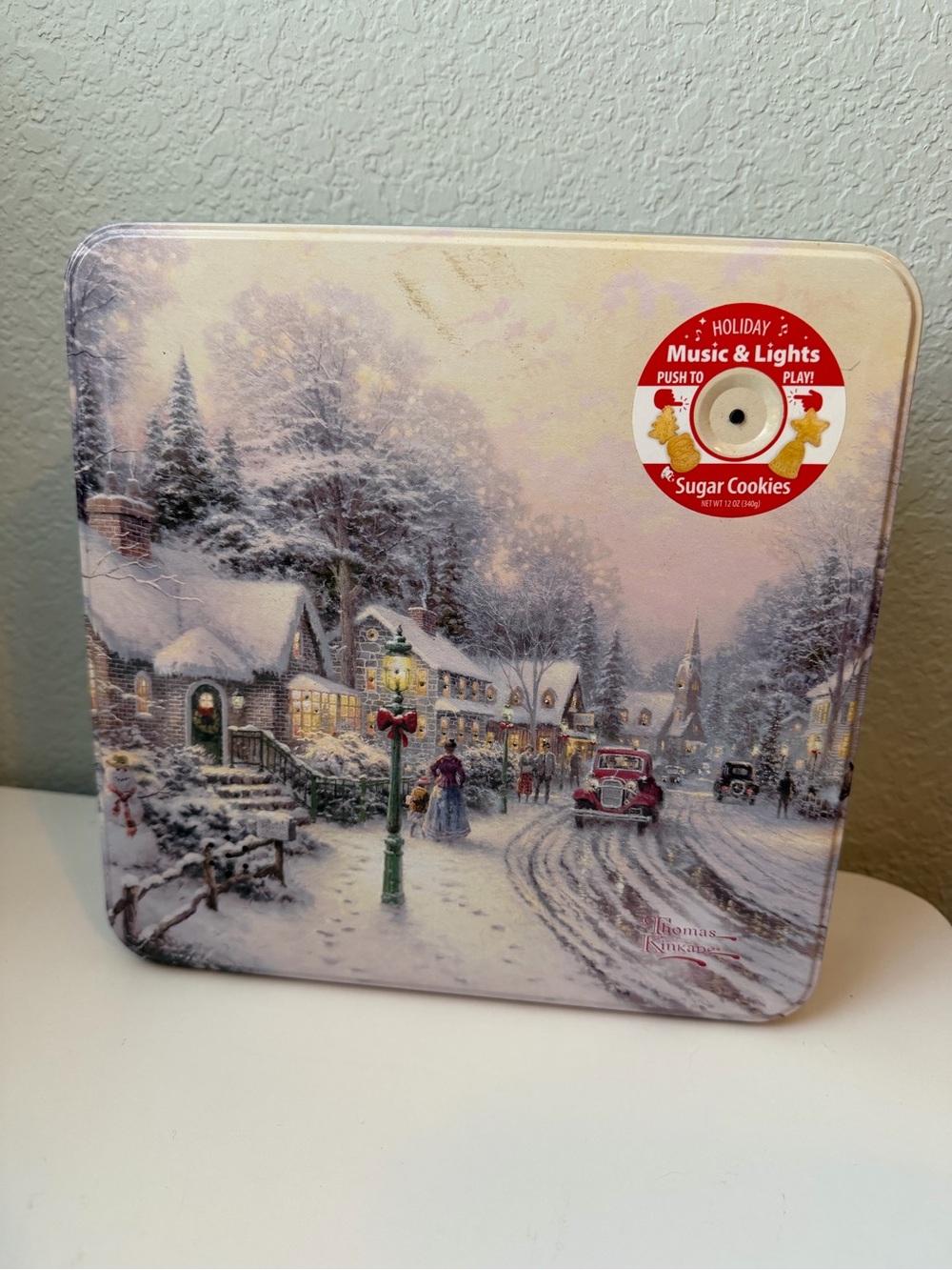 Thomas Kinkade Christmas Scene Cookie Tin
